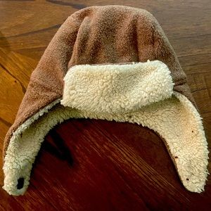 Brown Zutano fleece hat with ear flaps, size 2T